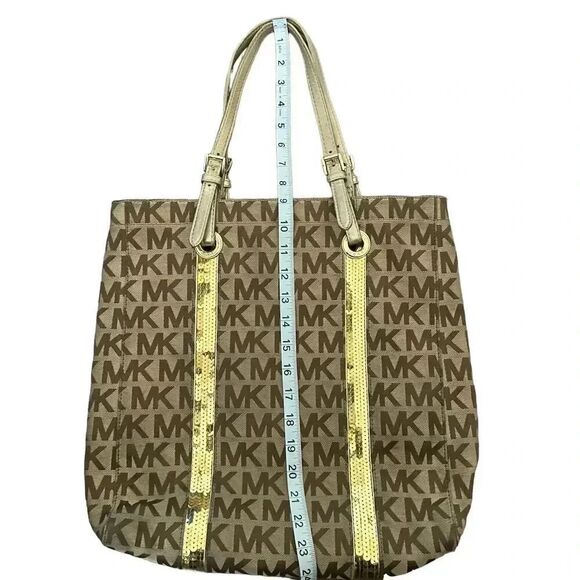 Michael Kors Monogram Sequin Brown/GoldTote - Picture 11 of 11